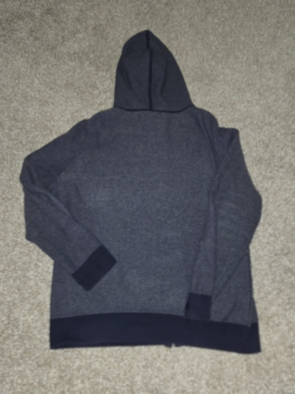 Banana Republic Light Blue Knit Hooded Sweater with Navy Trim